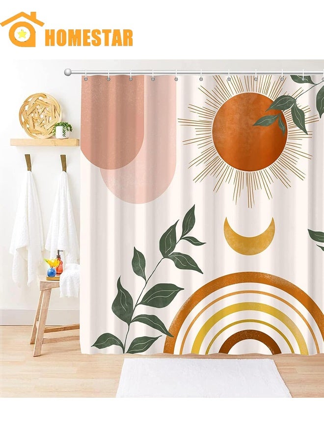 هومستر الشمس قمر دش ستارة للحمام، 180 * 180CM آلة غسيل مقاومة للماء نسيج ستارة للمنزل، الحمام، ديكور الفندق، ستارة دش الزهور مع خطائف - Image 1